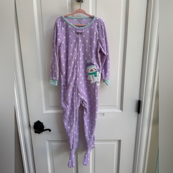 NWOT Carter's 4T Girls Lavender Polka Dot Onesie Footie Pajamas - Picture 1 of 5